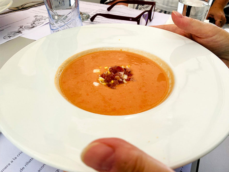 salmorejo de cordoba in white bowl soup on 11 things to know about expat life.